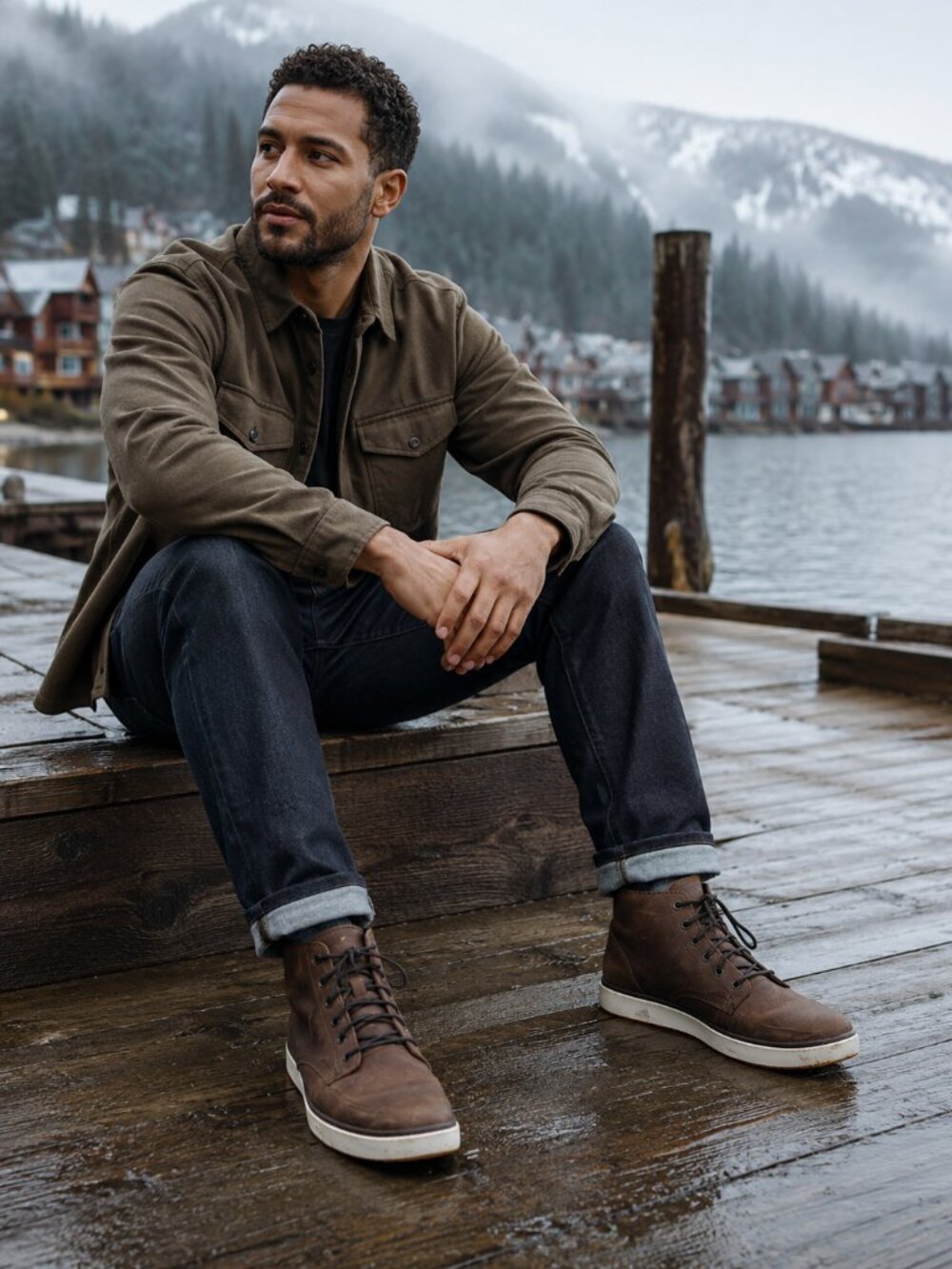Olukai Mens Kekaha Waterproof Leather Boots 10.5 Brown